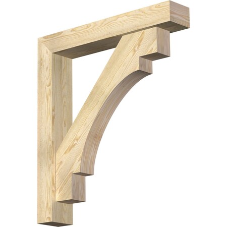 Ekena Millwork Merced Block Rough Sawn Bracket w/ Offset Brace, Douglas Fir, 6"W x 34"D x 38"H BKT0604X34X38MRC05RDF